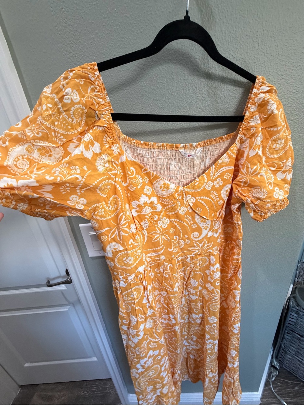 NWT PatPat Orange Floral Puff-Sleeve Midi Dress - Picture 3 of 5
